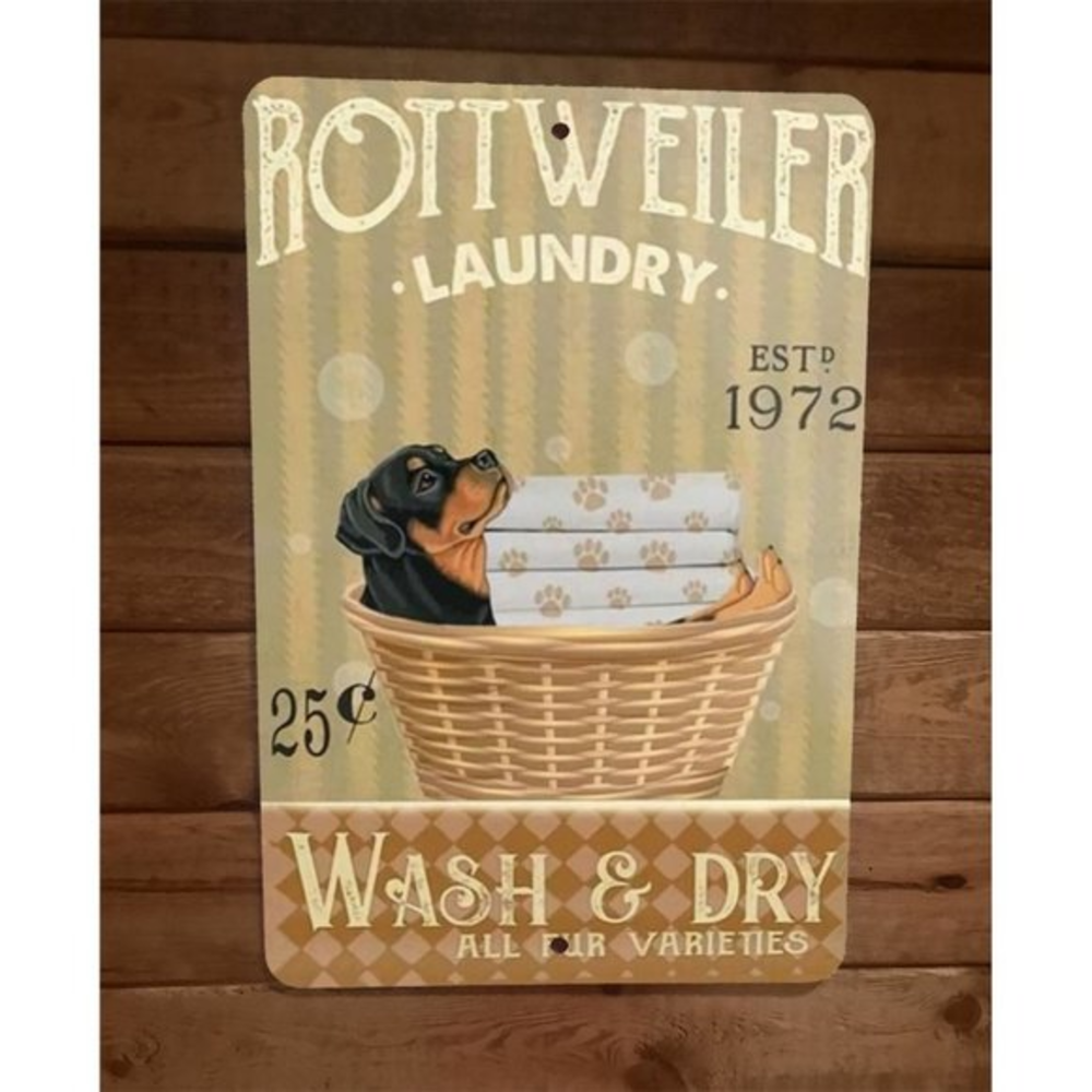 Rottweiler Laundry Dog 8x12 Metal Wall Sign Animal Poster